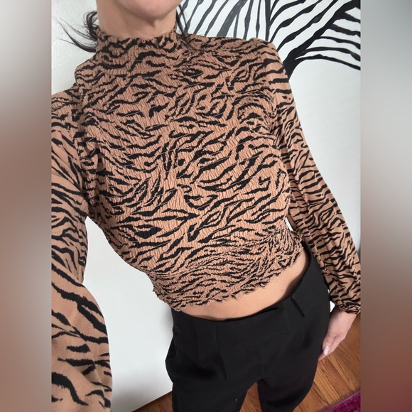 wild fable Tops - Wild Fable Tan and Black Animal Print Blouse